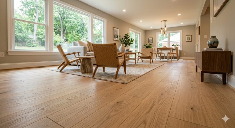 Hardwood flooring installation in Northern Virginia living room